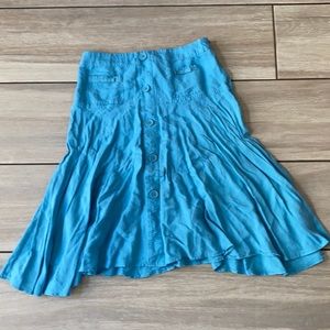 Larry Levine long high waisted teal skirt